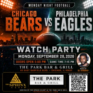 Flyer for Chicago Bears vs Philadelphia Eagles Watch Party