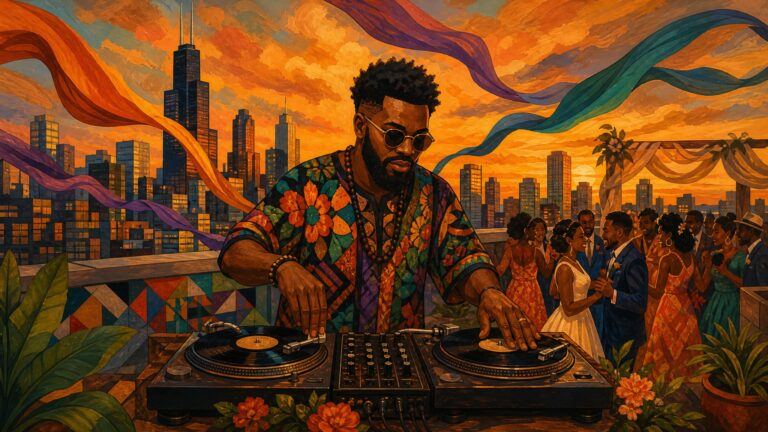 DJ for Rooftop Wedding Reception Chicago: Live Mixing